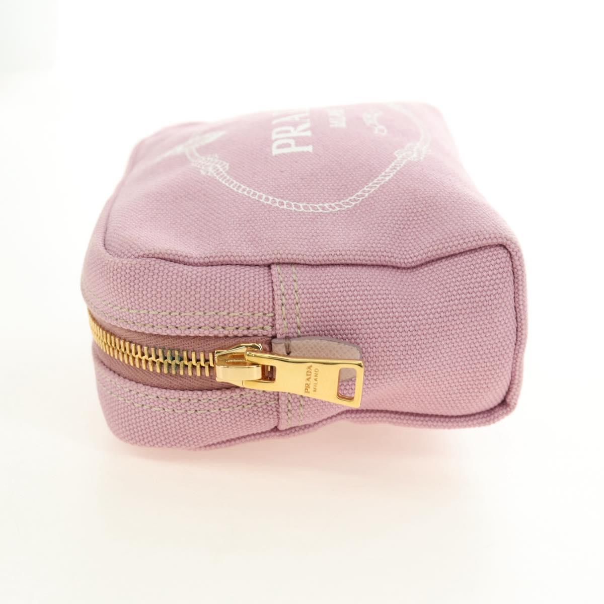 PRADA Canapa Pouch Canvas Pink Gold Auth am11802V
