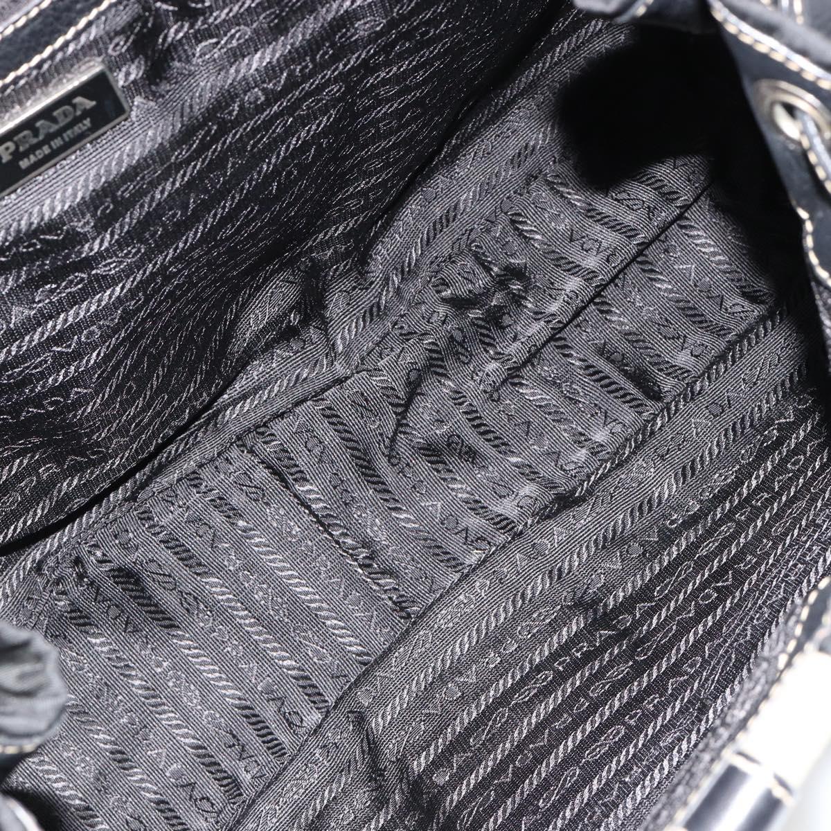 PRADA Shoulder Bag Nylon Leather Black Silver Auth am11803V
