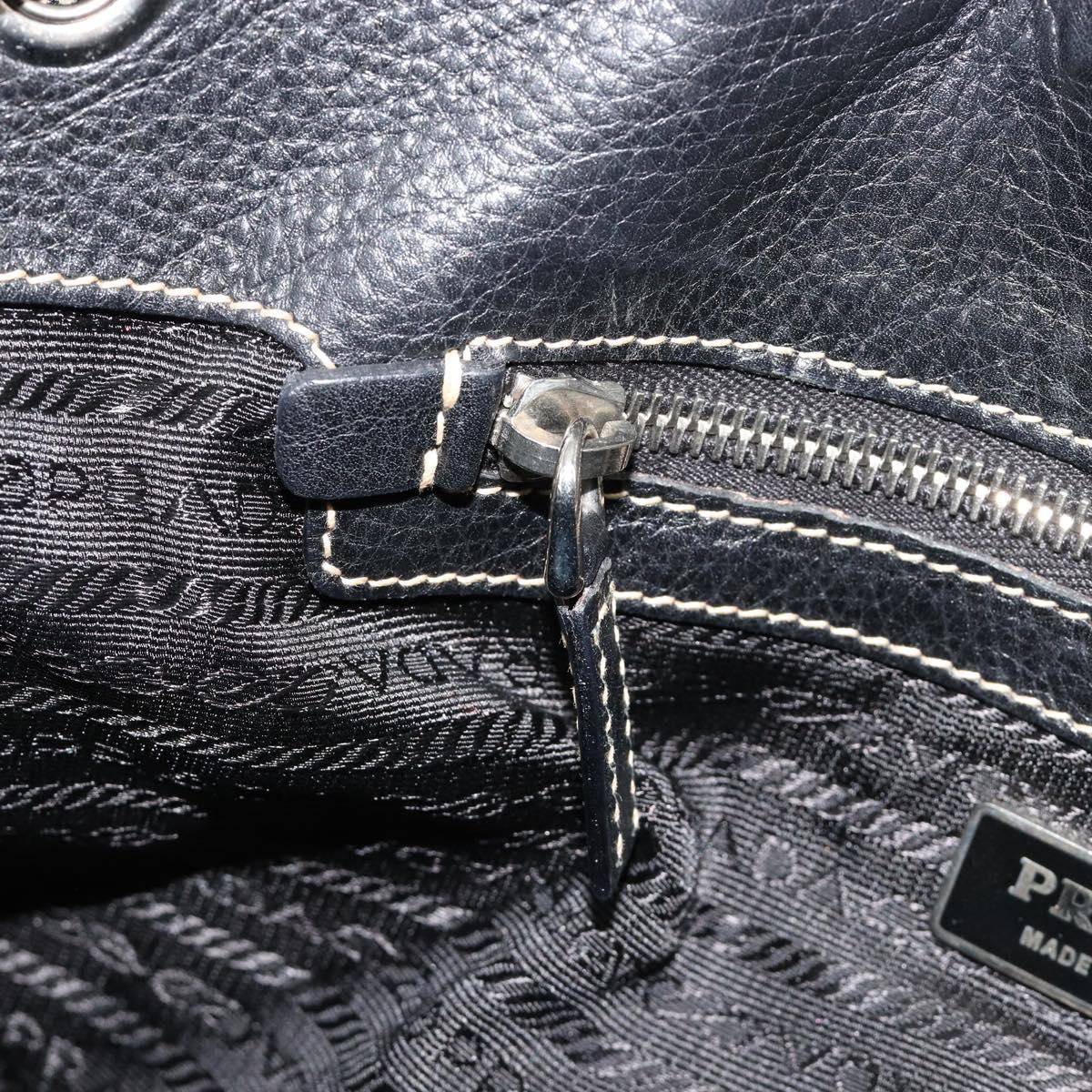 PRADA Shoulder Bag Nylon Leather Black Silver Auth am11803V