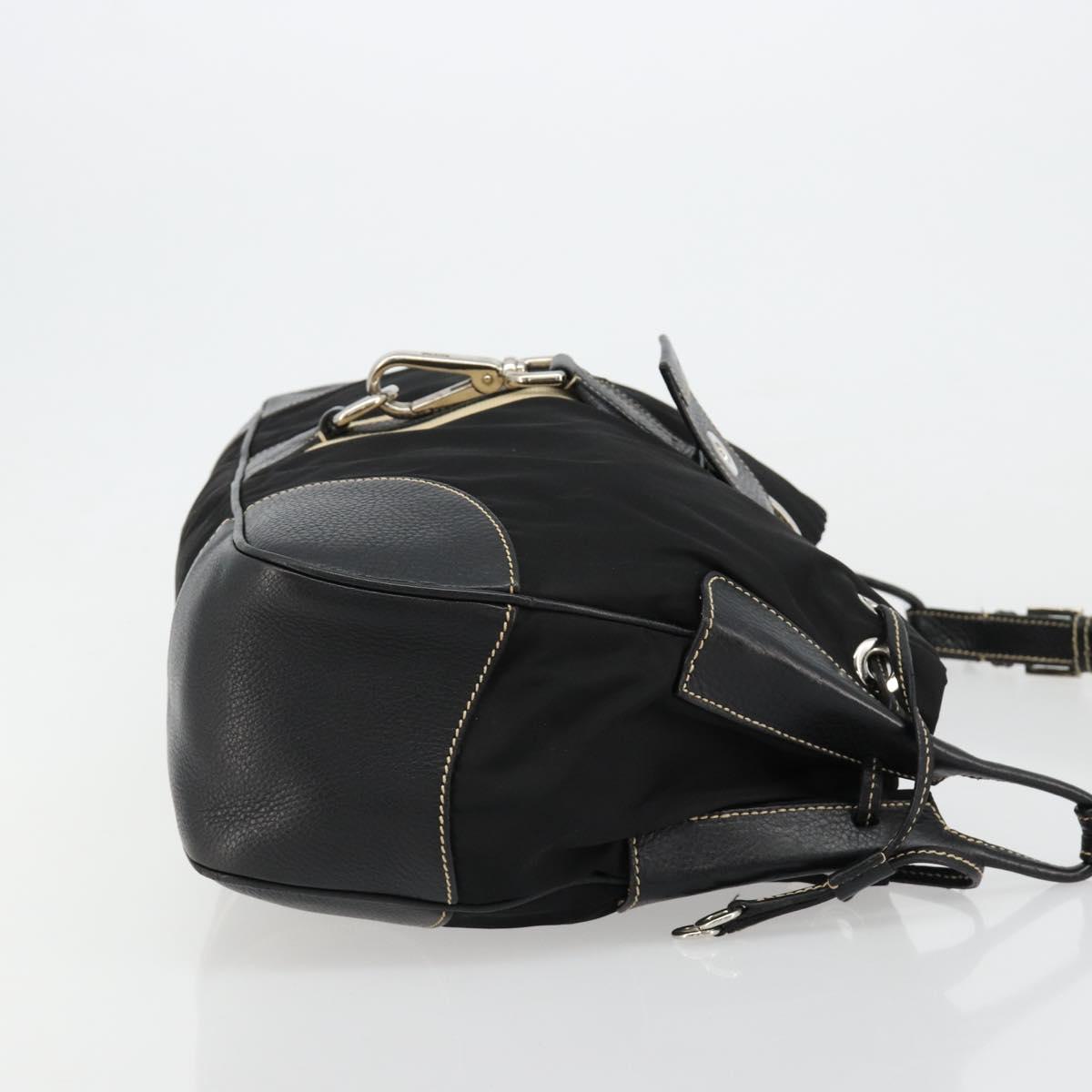 PRADA Shoulder Bag Nylon Leather Black Silver Auth am11803V