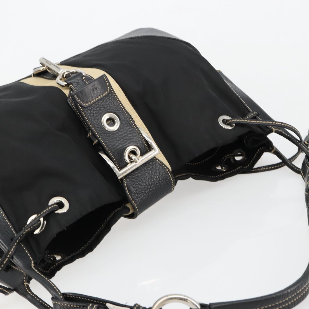PRADA Shoulder Bag Nylon Leather Black Silver Auth am11803V