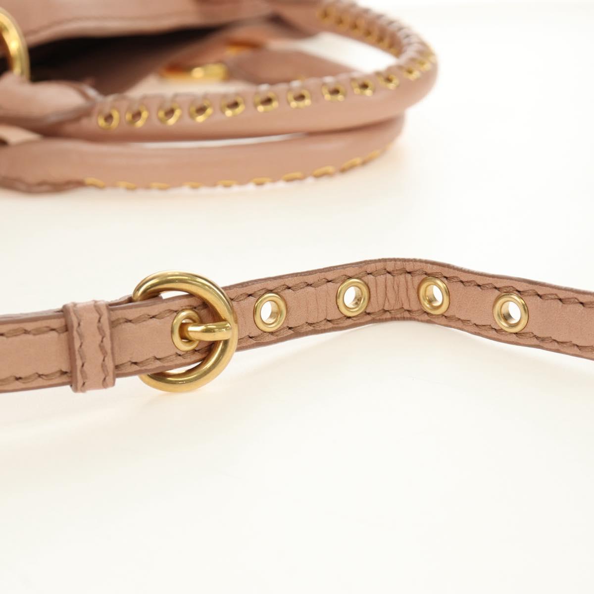 Miu Miu Hand Bag Leather 2way Pink Gold Auth am11804V
