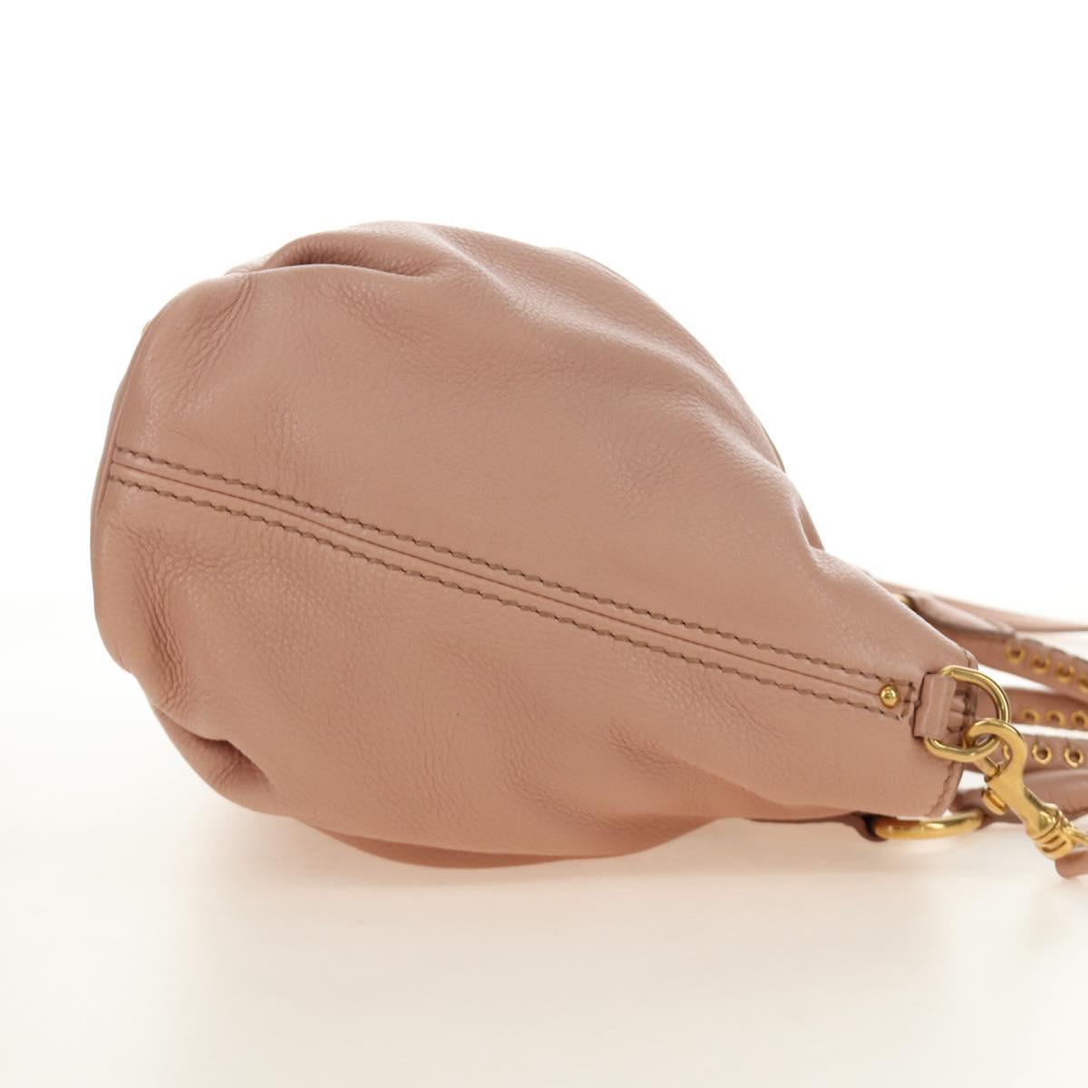 Miu Miu Hand Bag Leather 2way Pink Gold Auth am11804V