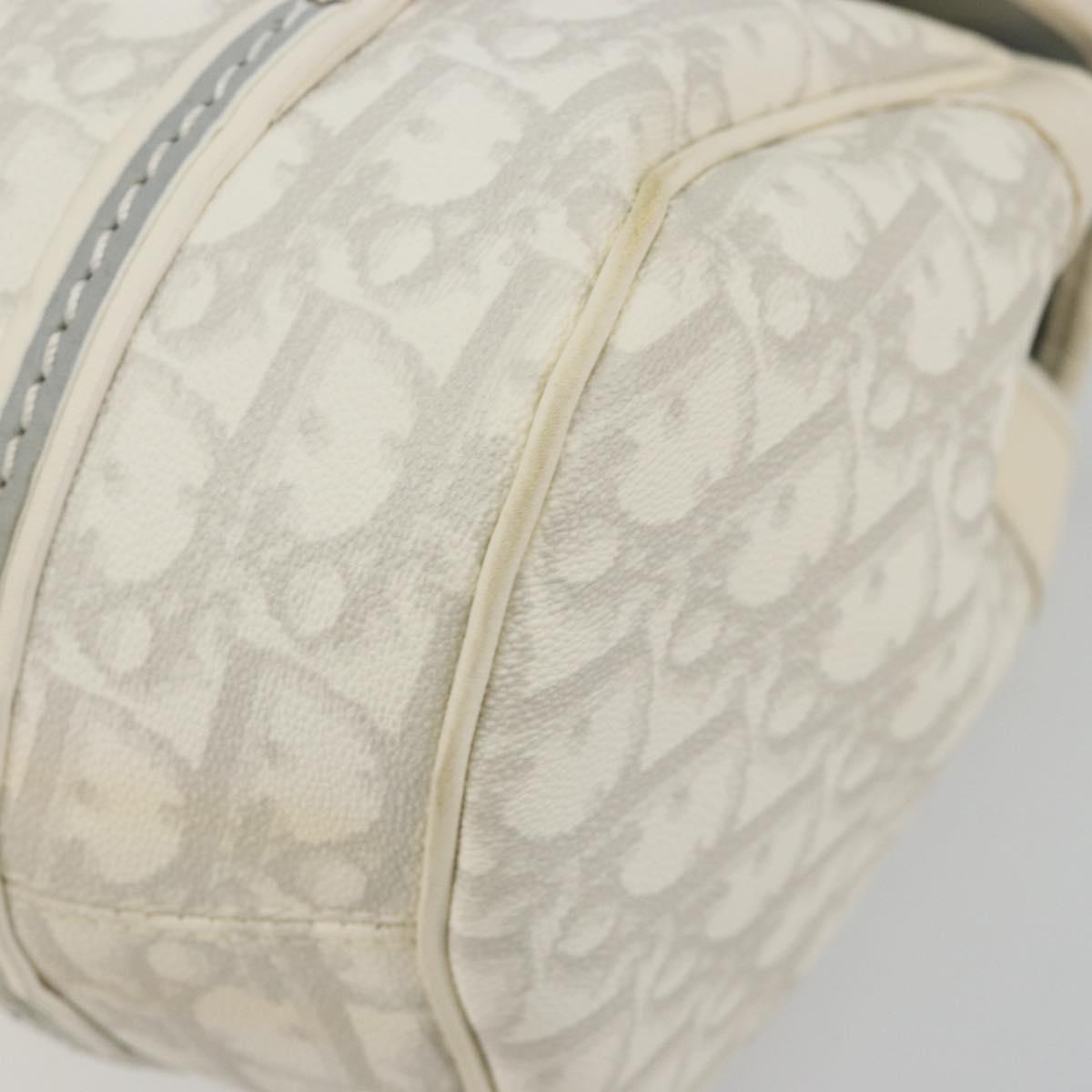 Christian Dior Trotter Canvas Romantic Chain Bag PVC White Silver Auth am11806V