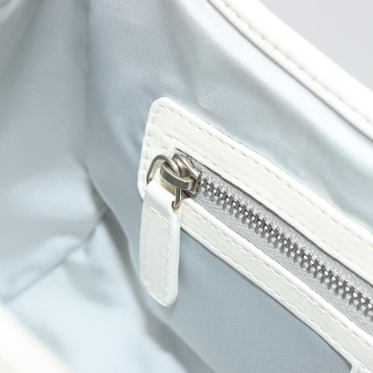 Christian Dior Trotter Canvas Romantic Chain Bag PVC White Silver Auth am11806V