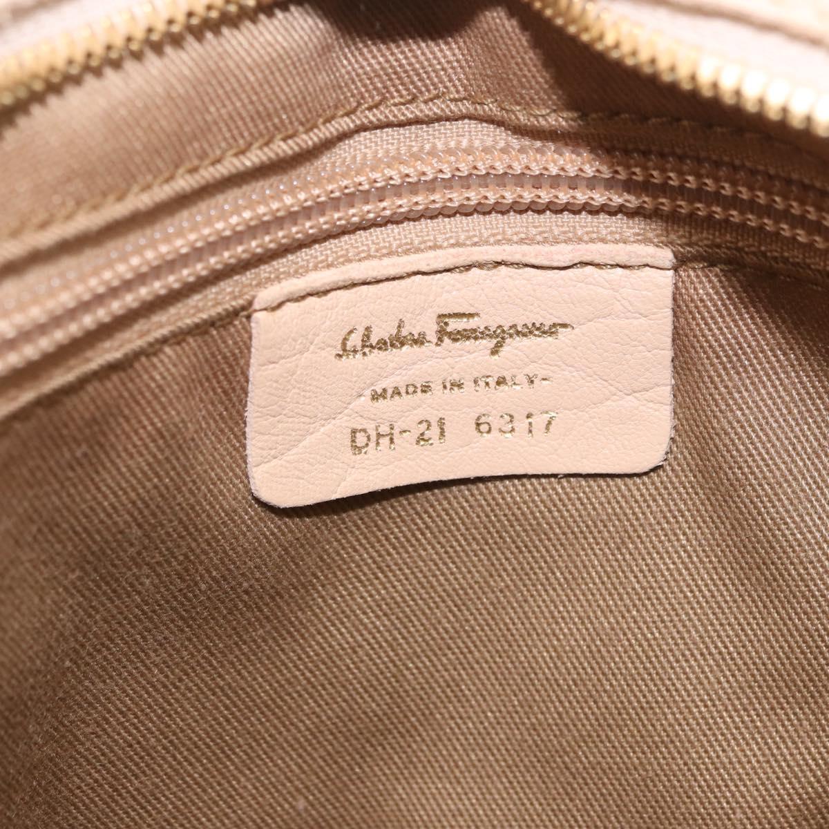 Salvatore Ferragamo Gancini Marissa Bag Leather Beige Gold Auth am11807V