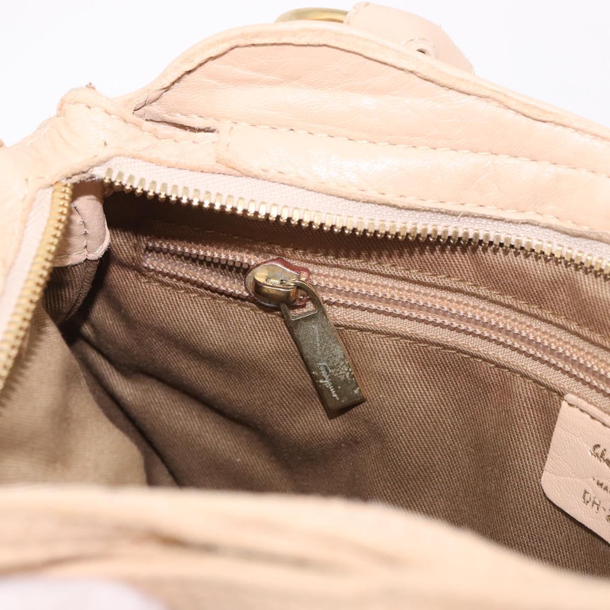 Salvatore Ferragamo Gancini Marissa Bag Leather Beige Gold Auth am11807V