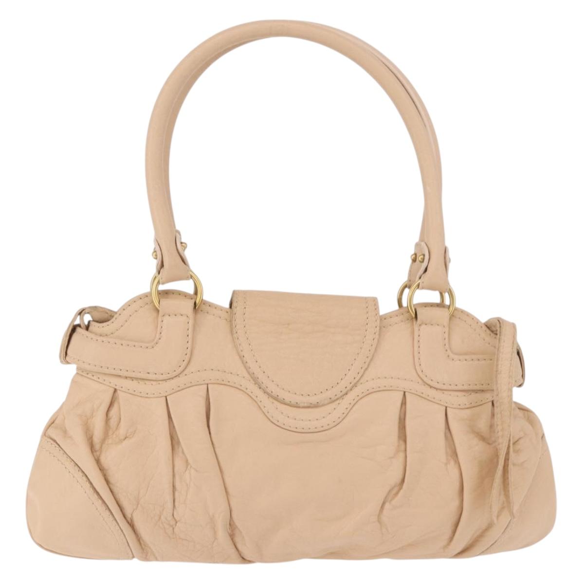 Salvatore Ferragamo Gancini Marissa Bag Leather Beige Gold Auth am11807V