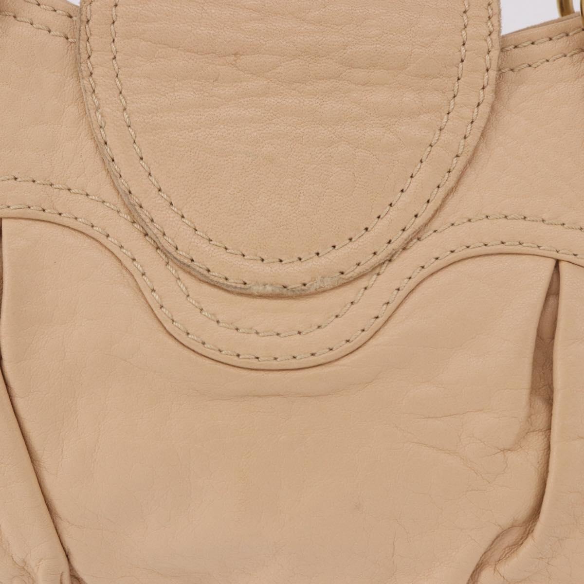 Salvatore Ferragamo Gancini Marissa Bag Leather Beige Gold Auth am11807V