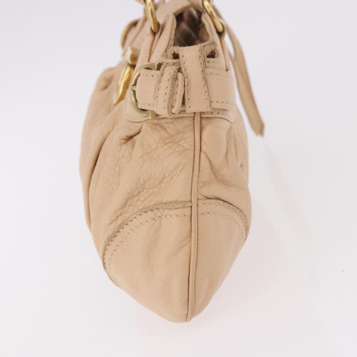 Salvatore Ferragamo Gancini Marissa Bag Leather Beige Gold Auth am11807V