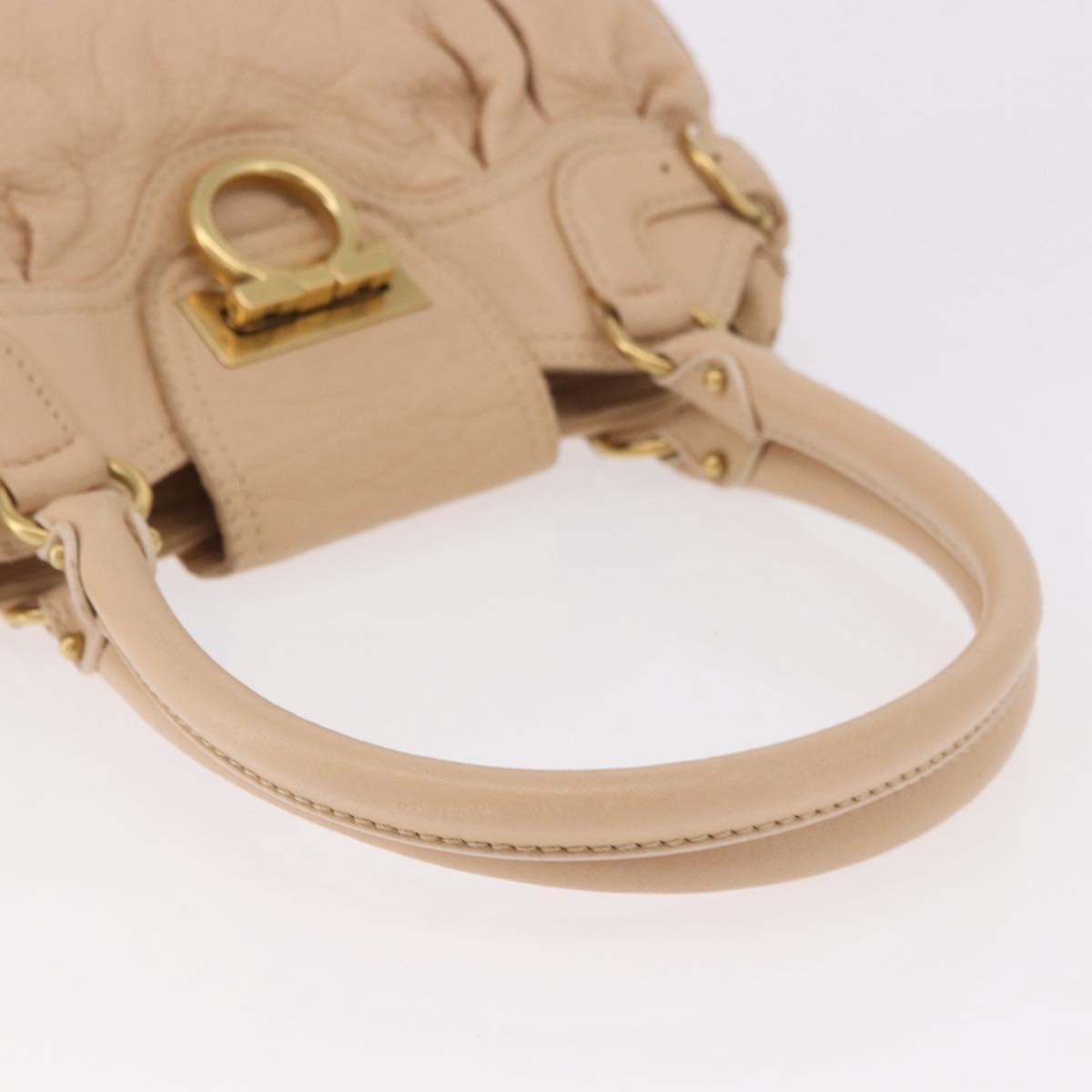 Salvatore Ferragamo Gancini Marissa Bag Leather Beige Gold Auth am11807V