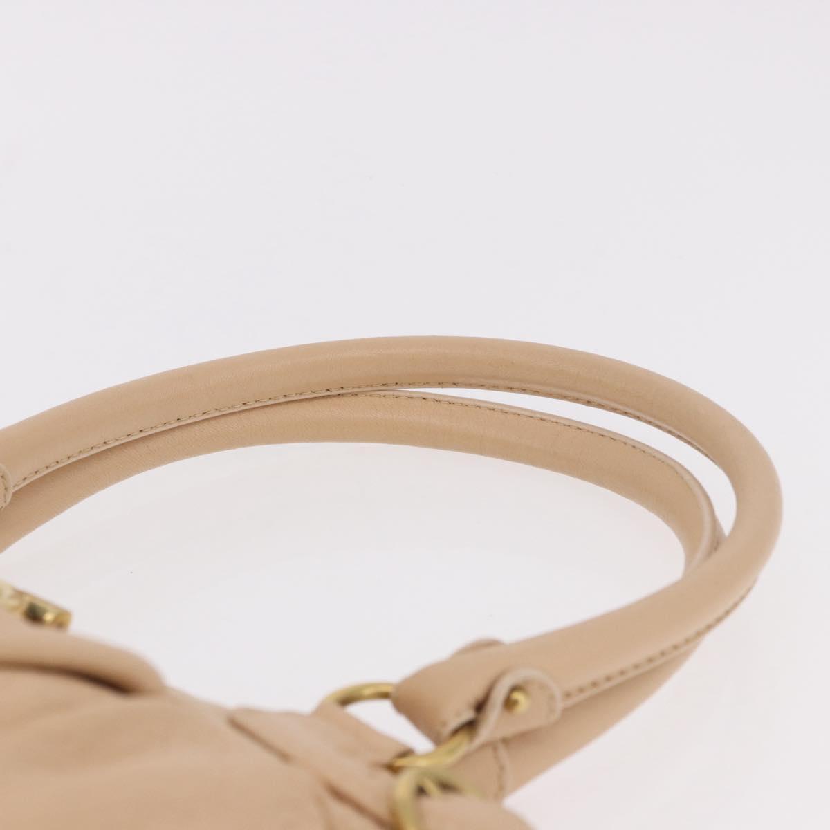 Salvatore Ferragamo Gancini Marissa Bag Leather Beige Gold Auth am11807V