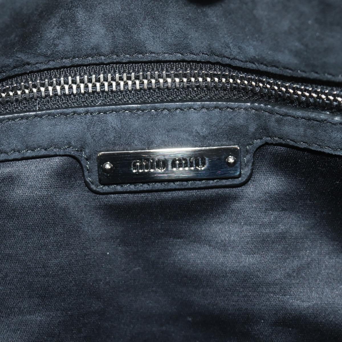 Miu Miu Crystal Chain Shoulder Bag Fur Black Silver 5BD233 Auth am11808SAM
