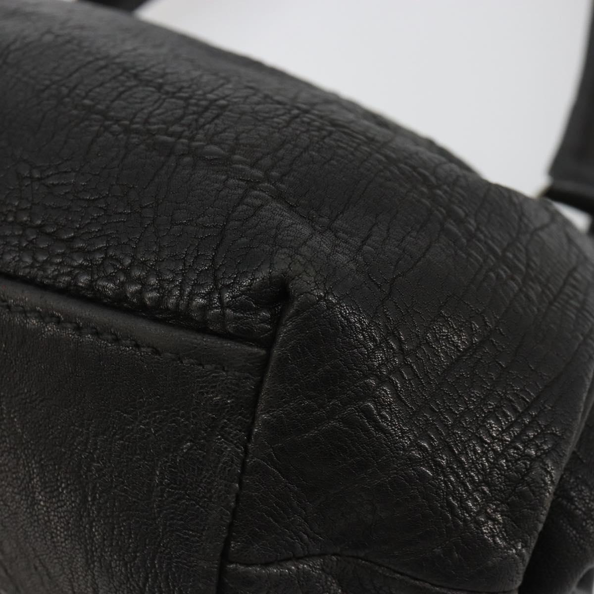 Miu Miu Hand Bag Leather Black Silver Auth am11809V