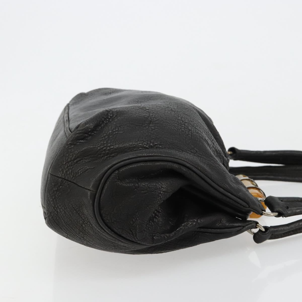 Miu Miu Hand Bag Leather Black Silver Auth am11809V