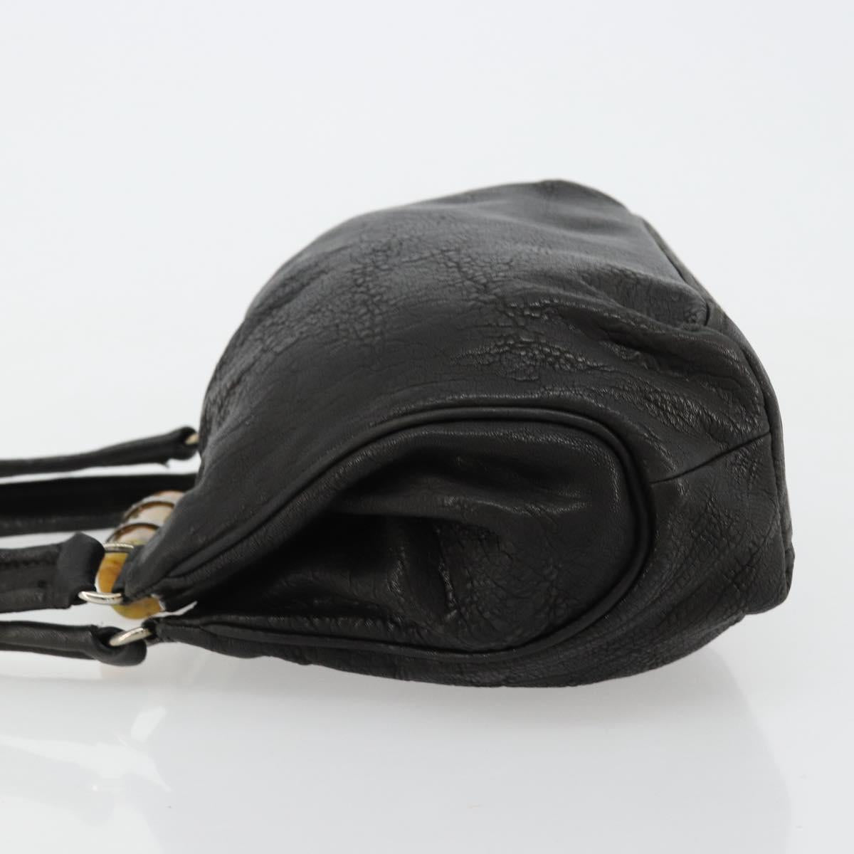 Miu Miu Hand Bag Leather Black Silver Auth am11809V