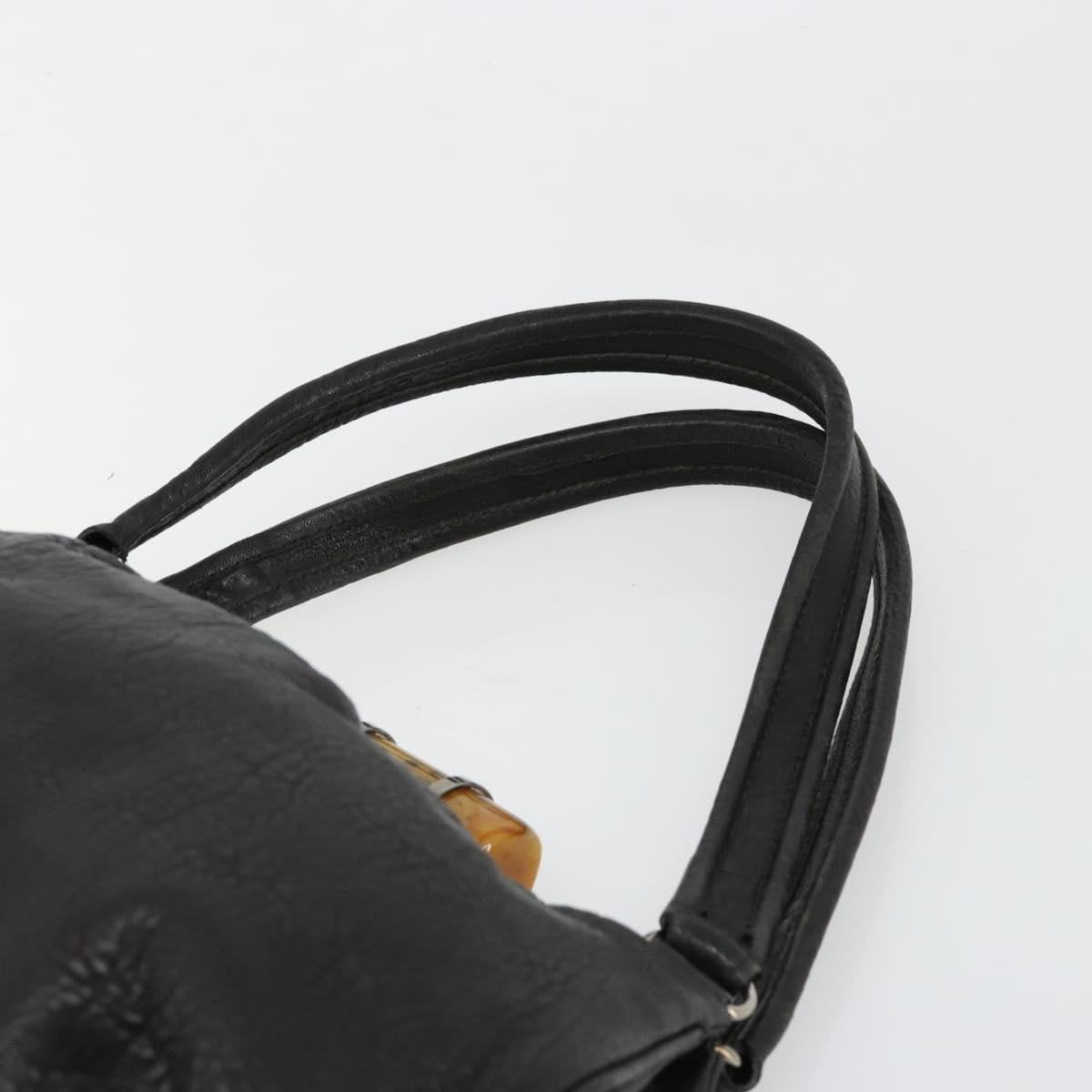 Miu Miu Hand Bag Leather Black Silver Auth am11809V