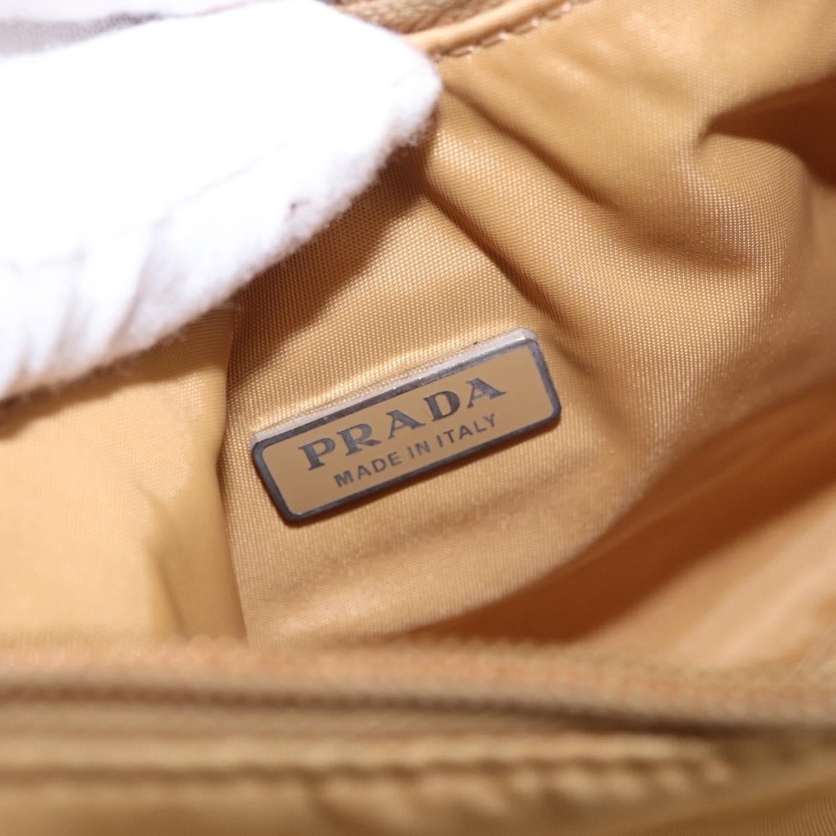 PRADA Mini Hand Bag Nylon Beige Silver Auth am11813A
