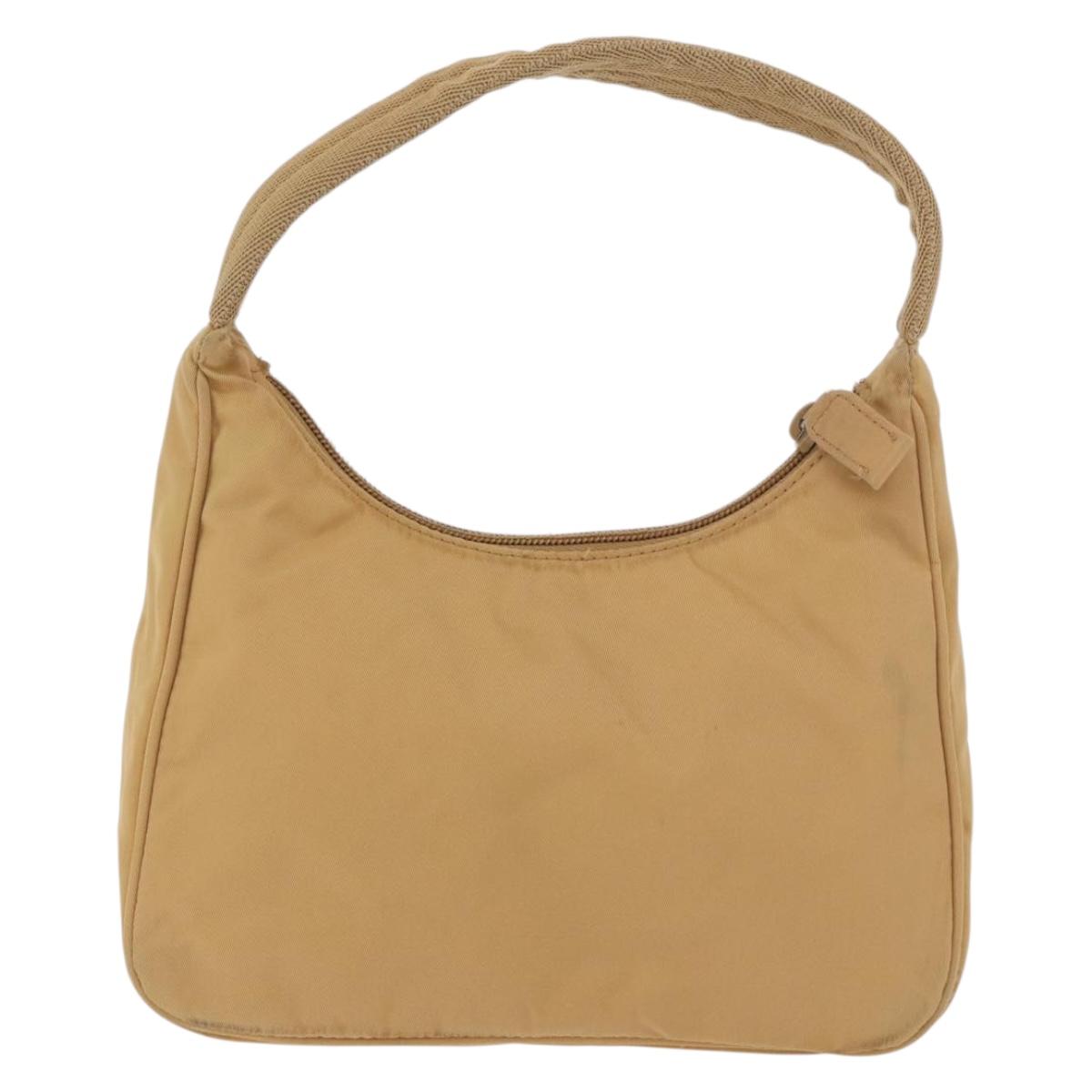 PRADA Mini Hand Bag Nylon Beige Silver Auth am11813A