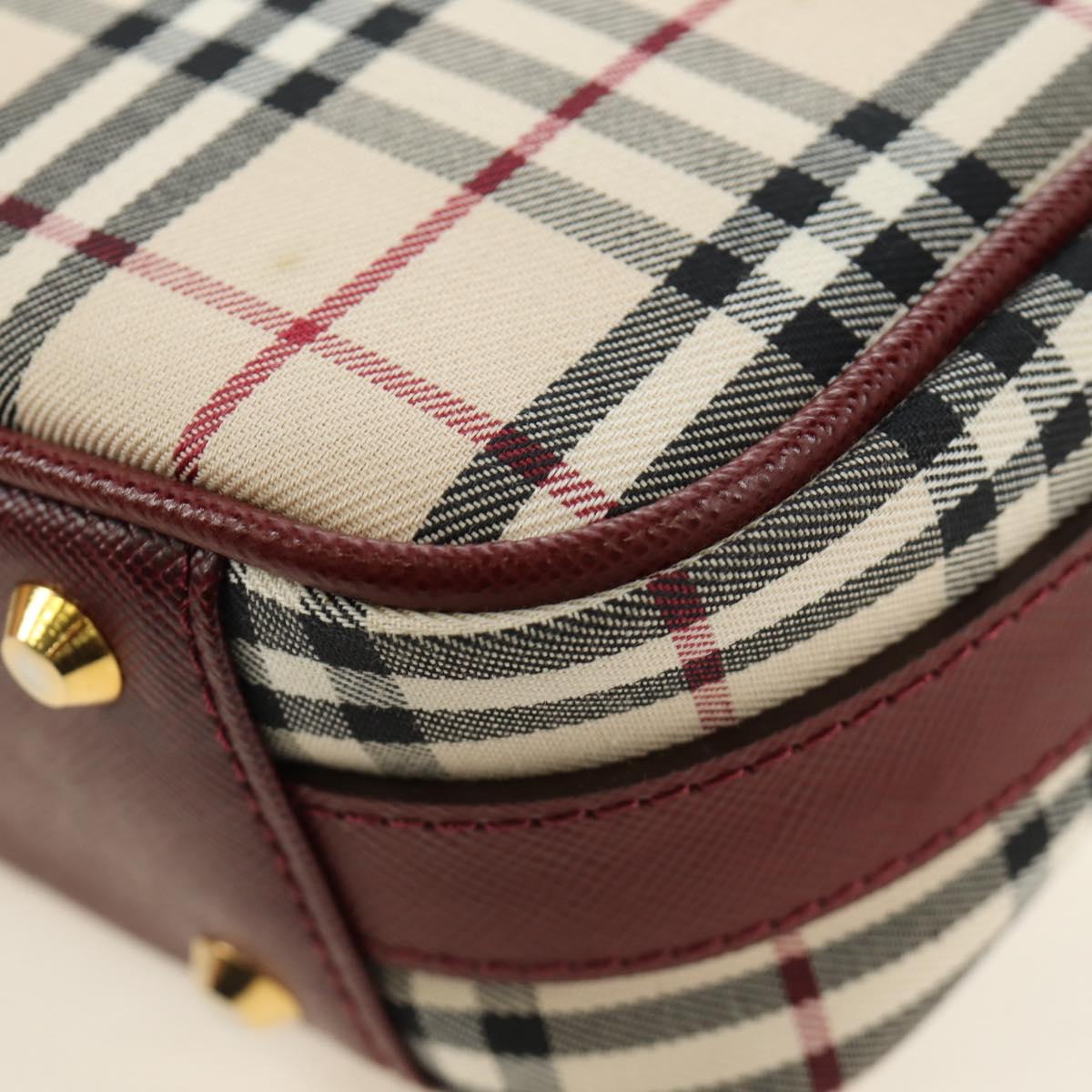 BURBERRY Nova Check Hand Bag Canvas Beige Gold Auth am11816V