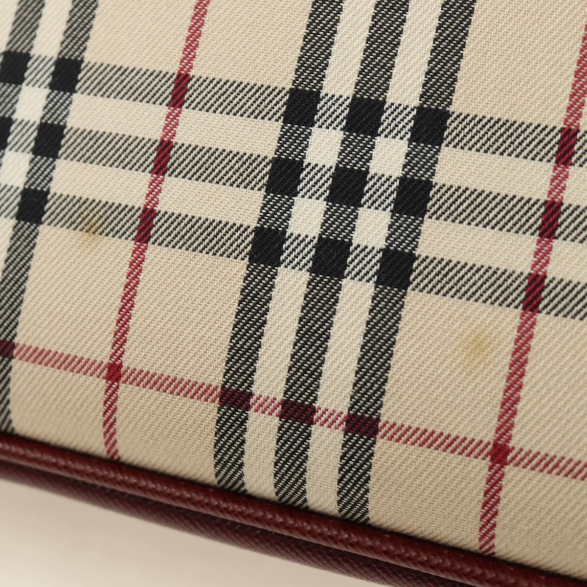 BURBERRY Nova Check Hand Bag Canvas Beige Gold Auth am11816V