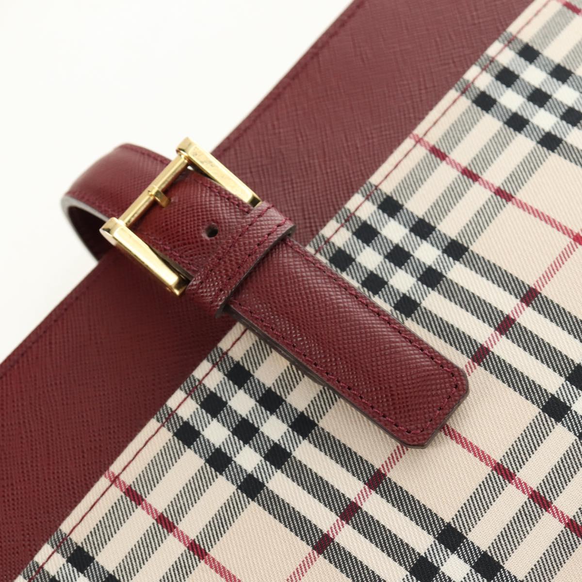 BURBERRY Nova Check Hand Bag Canvas Beige Gold Auth am11816V