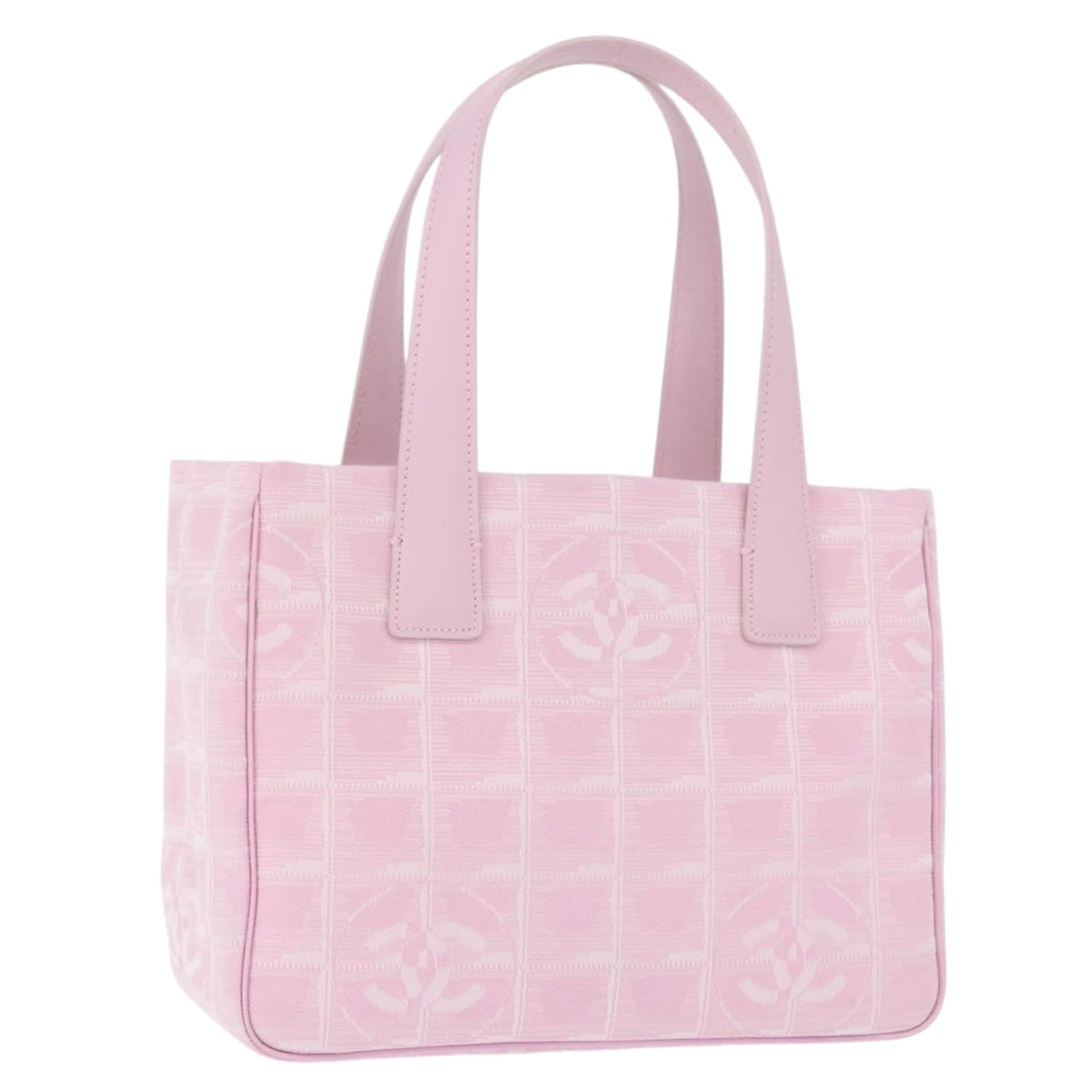 CHANEL New Travel line Hand Bag Nylon Pink Gold CC Auth am11817V
