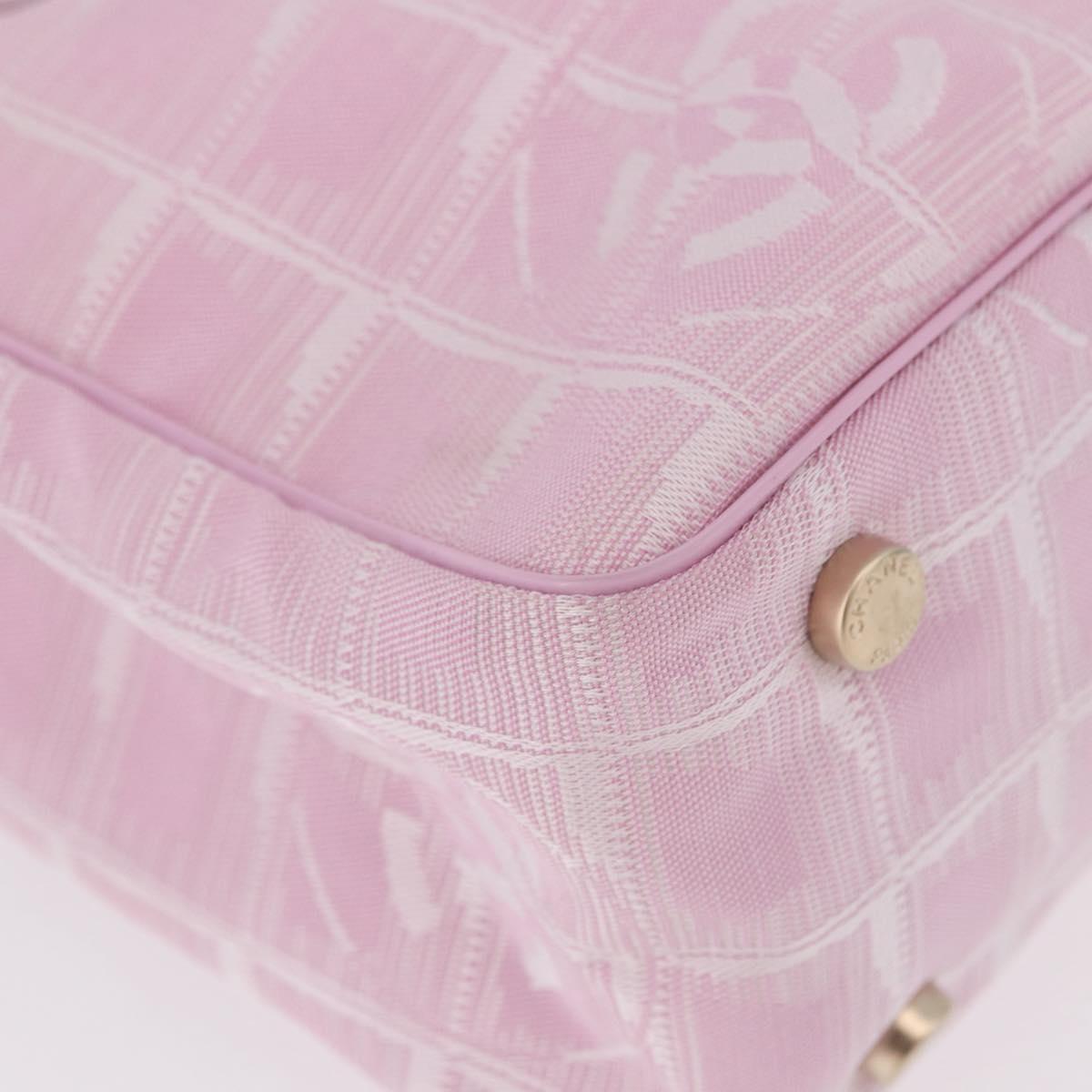CHANEL New Travel line Hand Bag Nylon Pink Gold CC Auth am11817V
