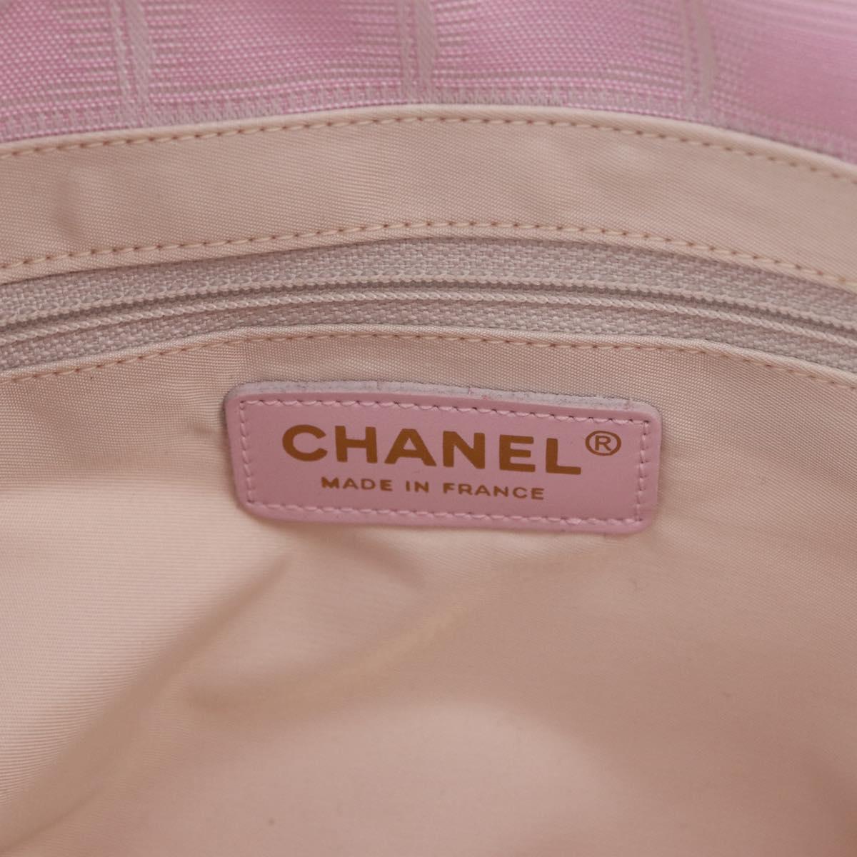 CHANEL New Travel line Hand Bag Nylon Pink Gold CC Auth am11817V