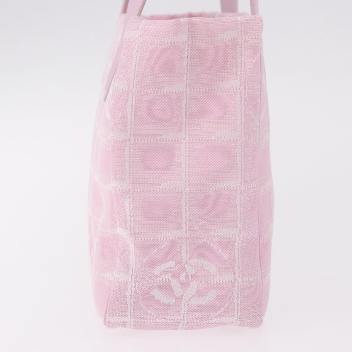 CHANEL New Travel line Hand Bag Nylon Pink Gold CC Auth am11817V