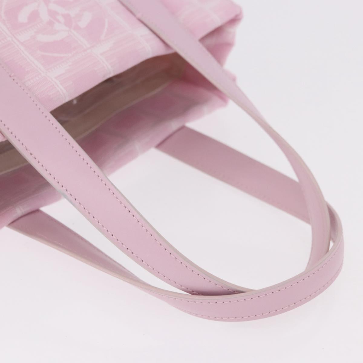 CHANEL New Travel line Hand Bag Nylon Pink Gold CC Auth am11817V