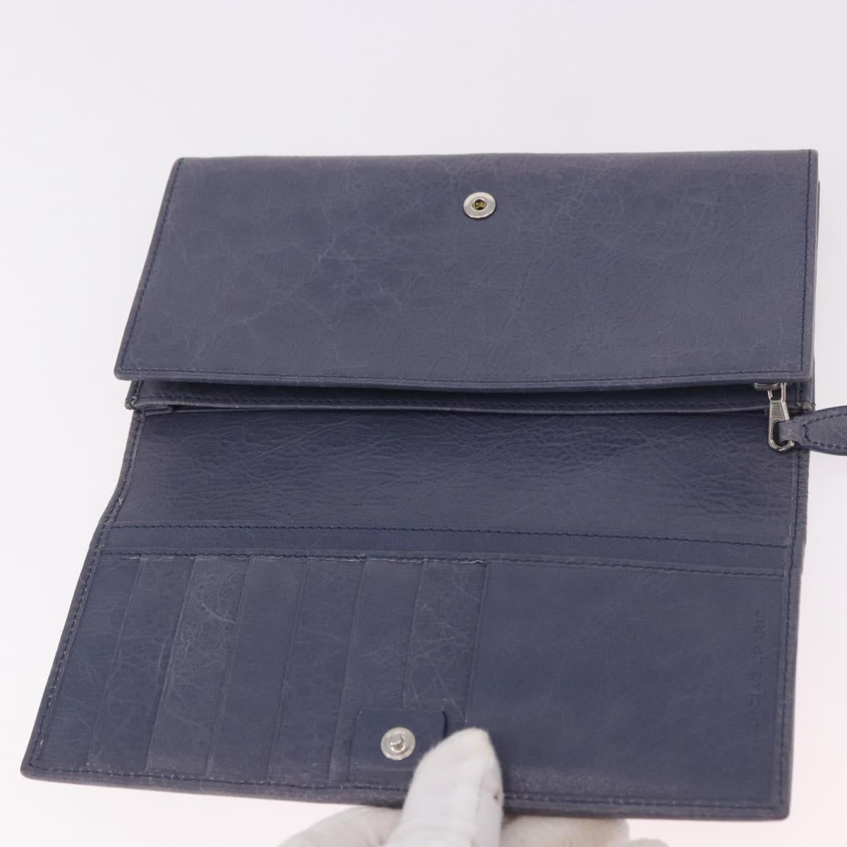BALENCIAGA Giant Continental Bifold Wallet Leather Blue 253054 Auth am11818A