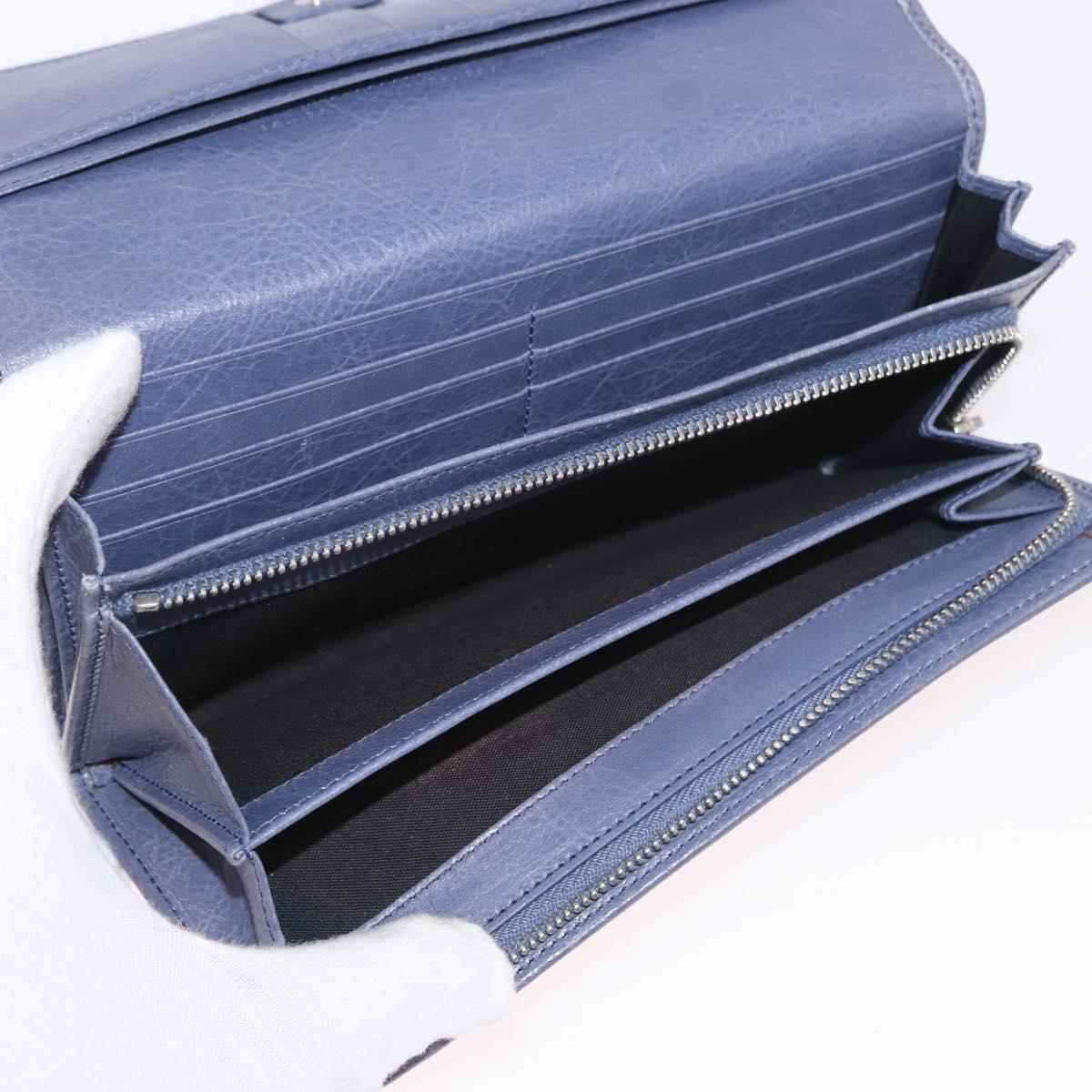 BALENCIAGA Giant Continental Bifold Wallet Leather Blue 253054 Auth am11818A