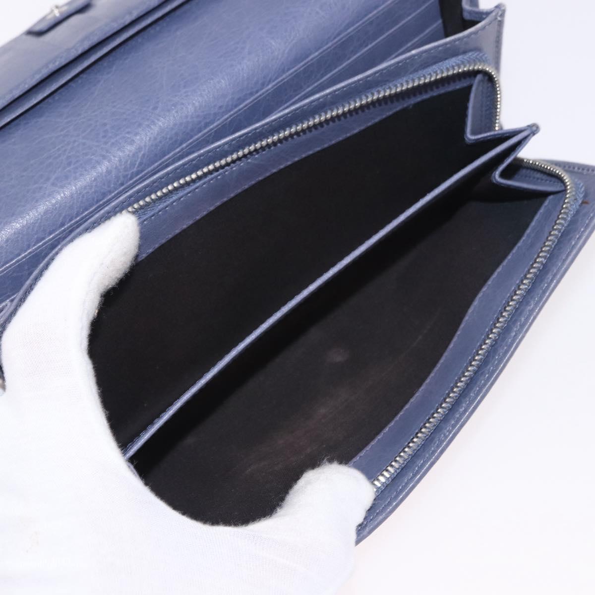 BALENCIAGA Giant Continental Bifold Wallet Leather Blue 253054 Auth am11818A