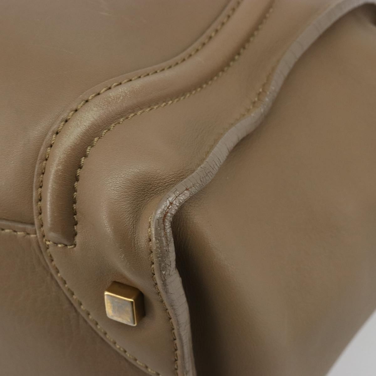 CELINE Luggage Mini Shopper Hand Bag Leather Beige Gold Auth am11820A