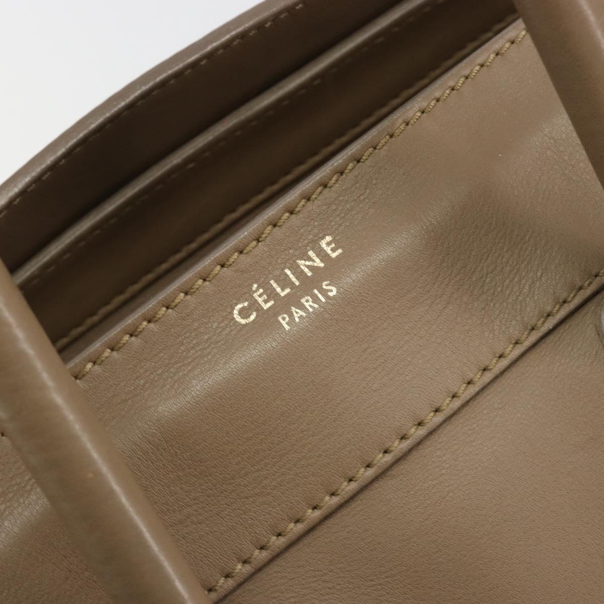 CELINE Luggage Mini Shopper Hand Bag Leather Beige Gold Auth am11820A