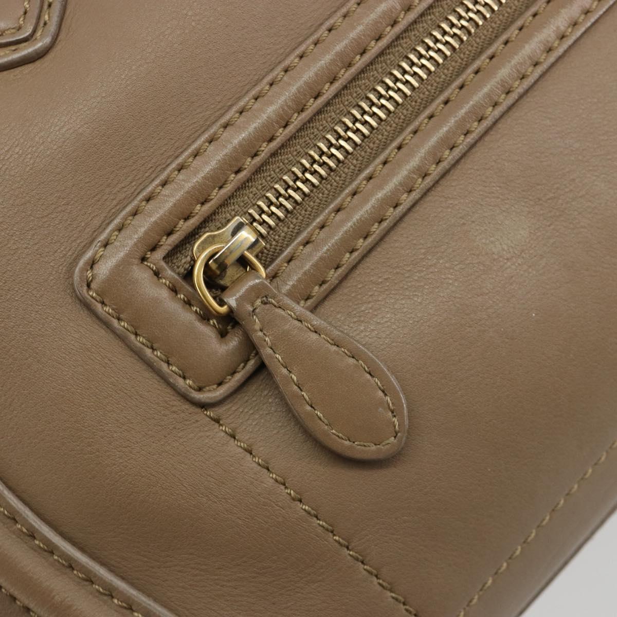 CELINE Luggage Mini Shopper Hand Bag Leather Beige Gold Auth am11820A