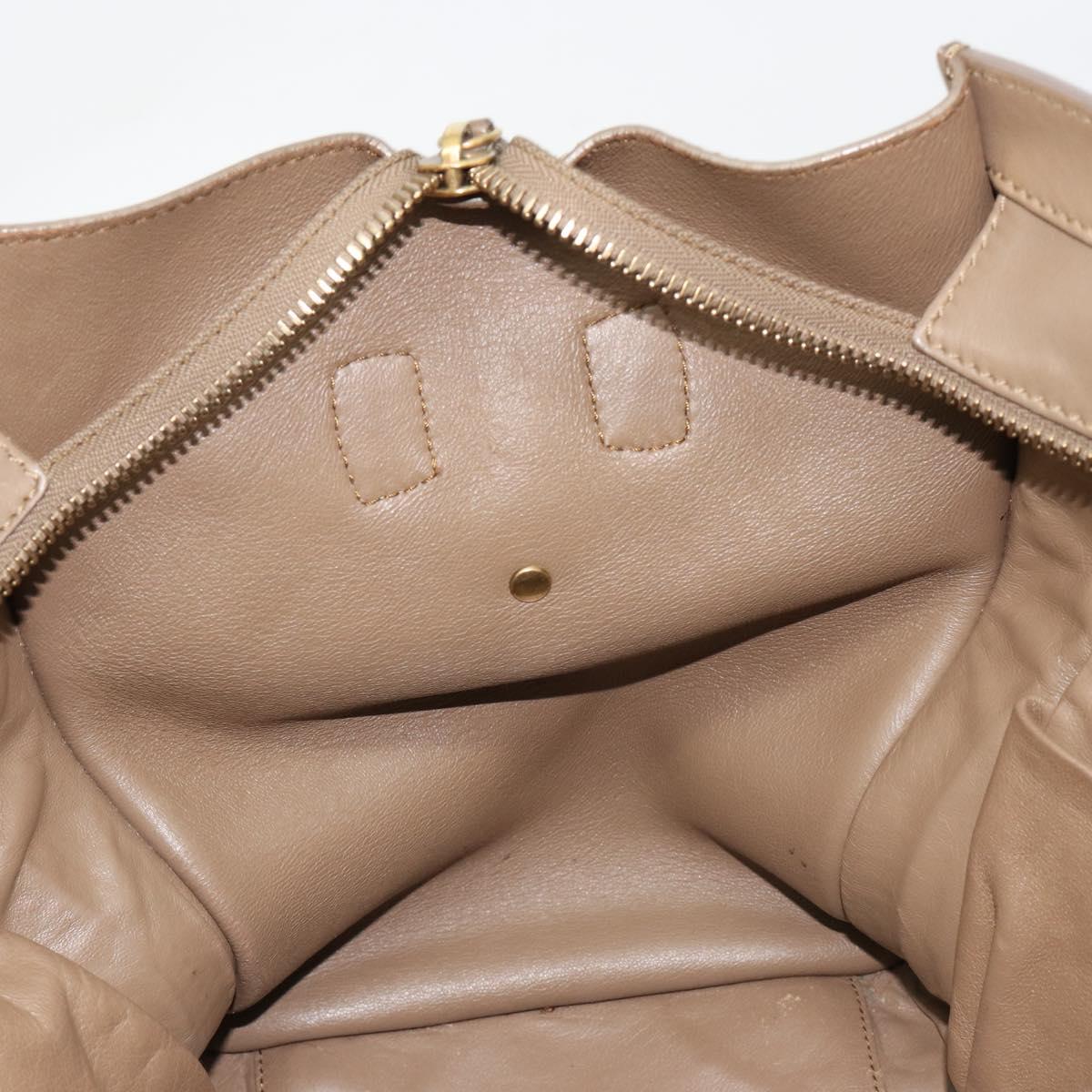 CELINE Luggage Mini Shopper Hand Bag Leather Beige Gold Auth am11820A