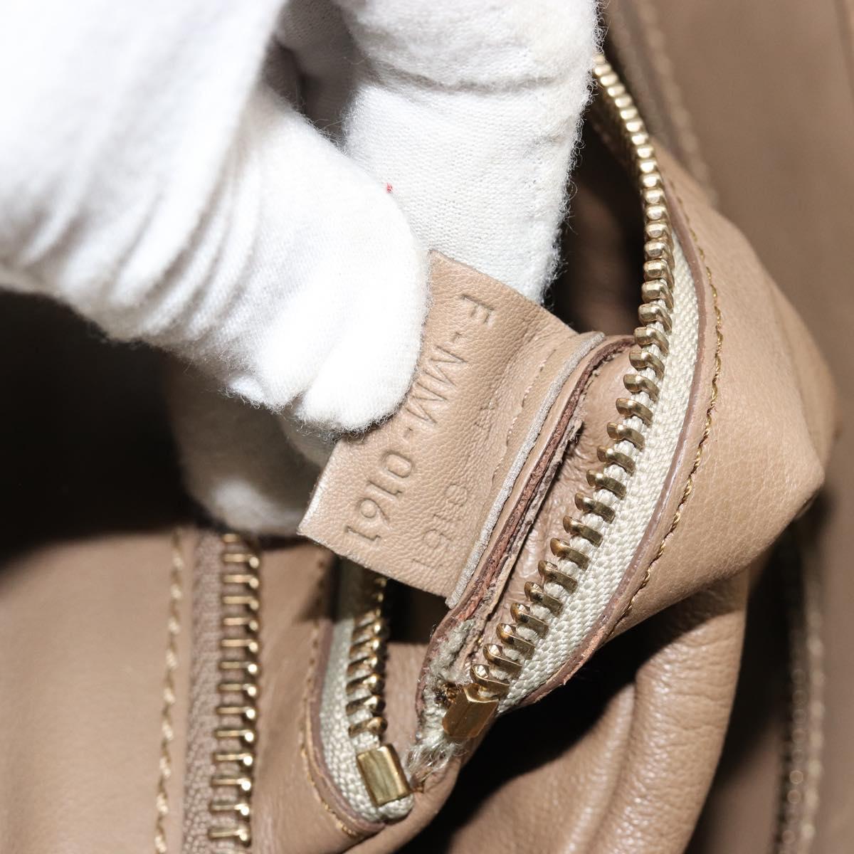 CELINE Luggage Mini Shopper Hand Bag Leather Beige Gold Auth am11820A