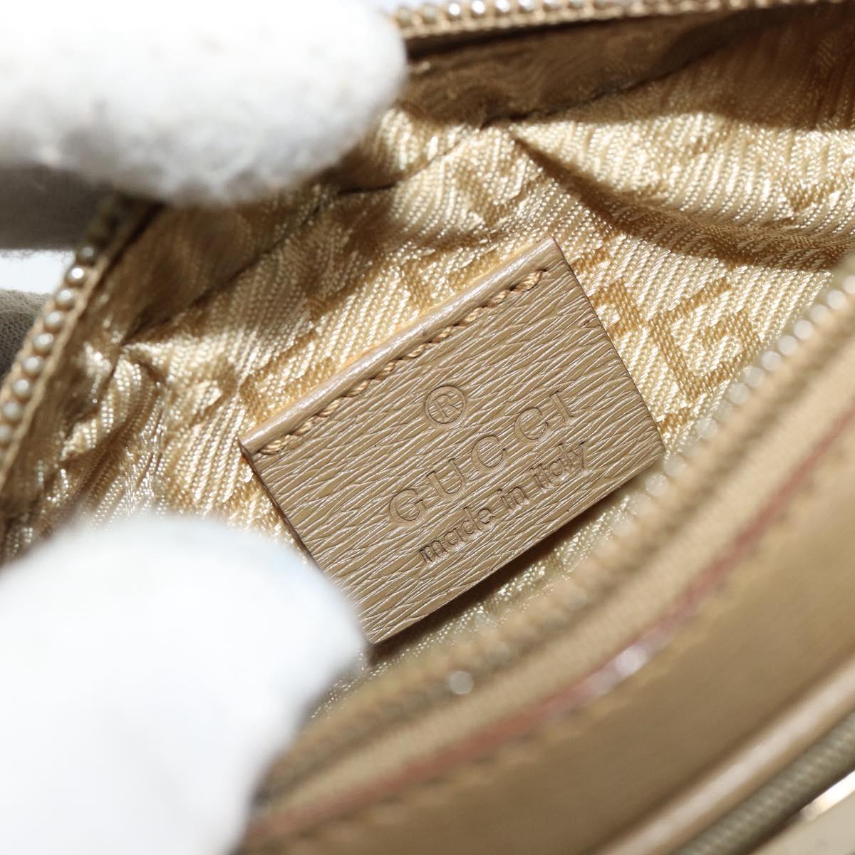 GUCCI Hand Bag Canvas Leather Beige Gold Auth am11836A