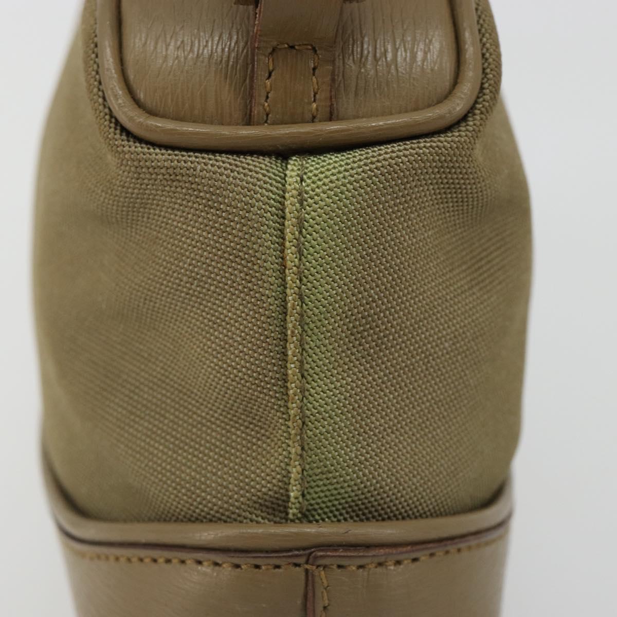 GUCCI Hand Bag Canvas Leather Beige Gold Auth am11836A