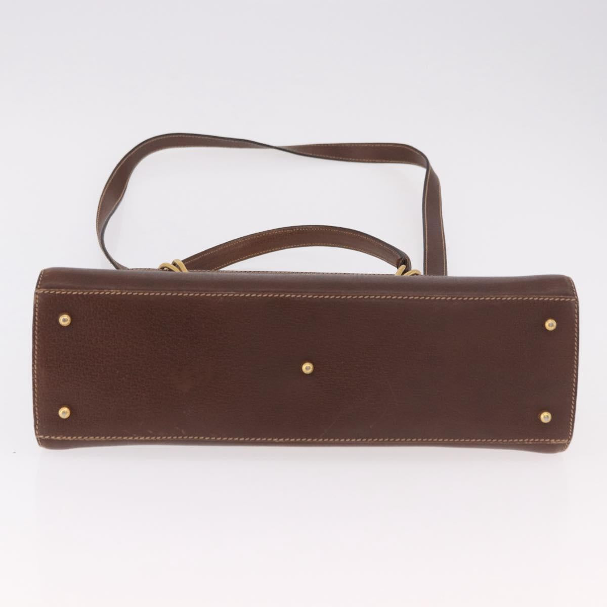 GUCCI Hand Bag Leather 2way Brown Gold 000 113 0199 Auth am11837A