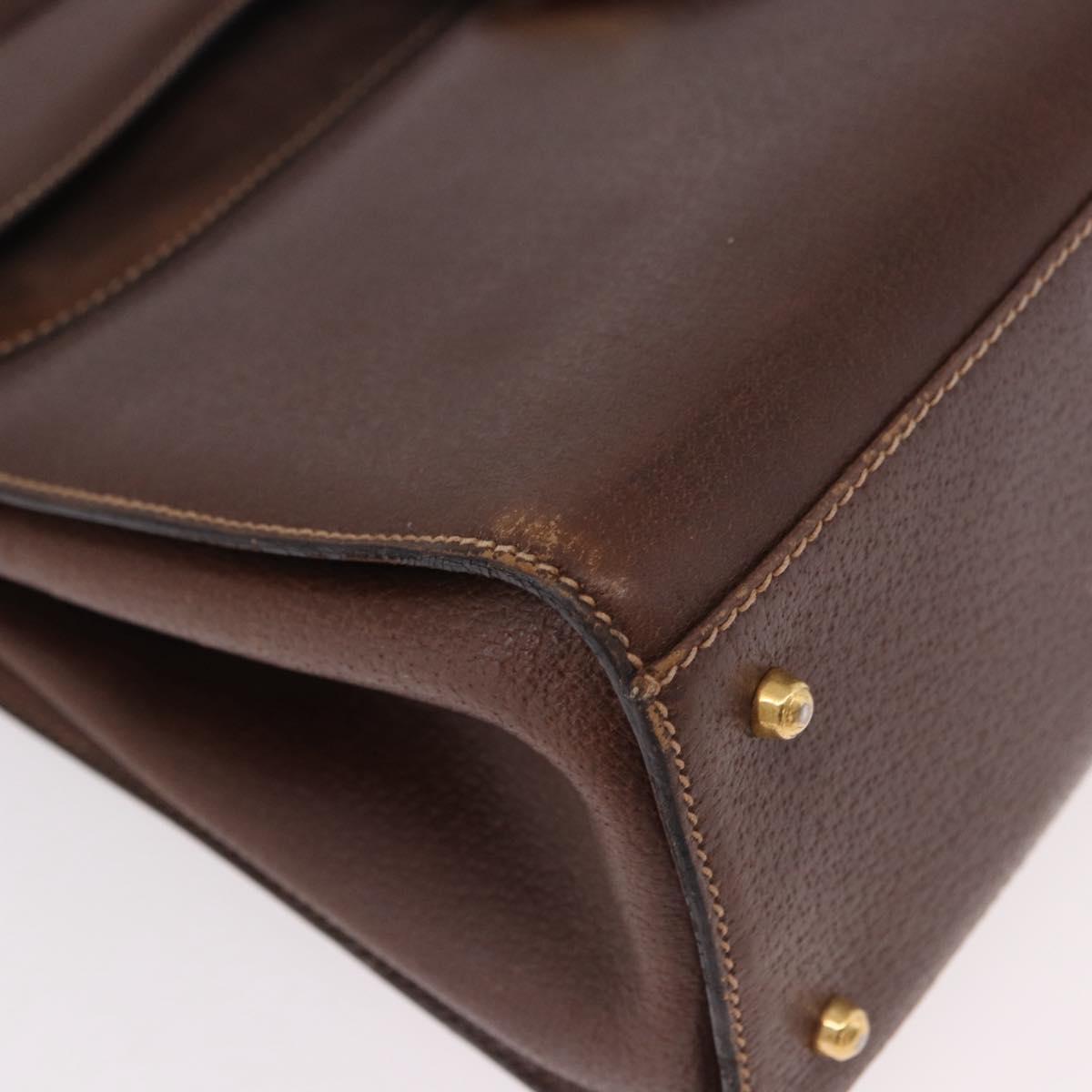 GUCCI Hand Bag Leather 2way Brown Gold 000 113 0199 Auth am11837A