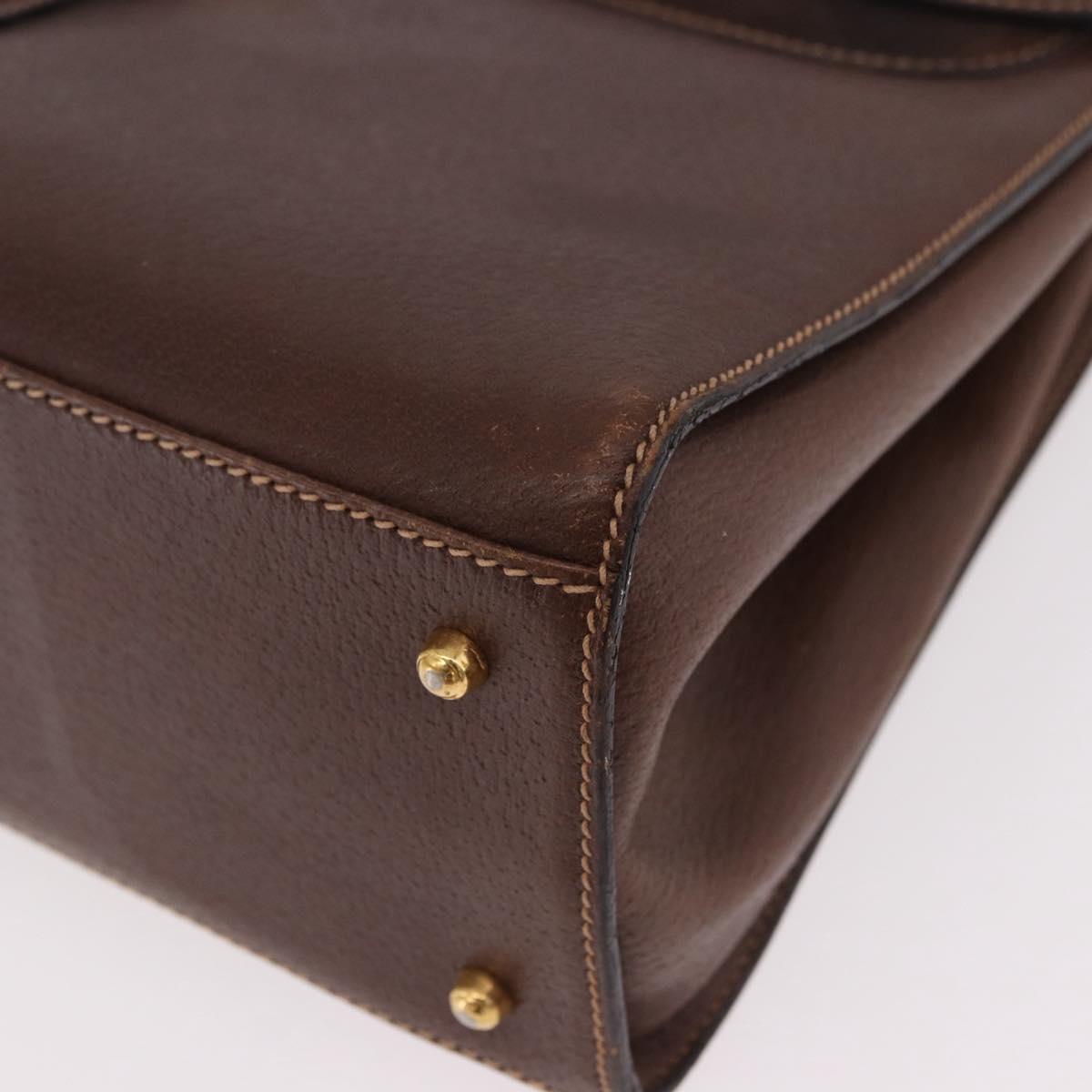 GUCCI Hand Bag Leather 2way Brown Gold 000 113 0199 Auth am11837A