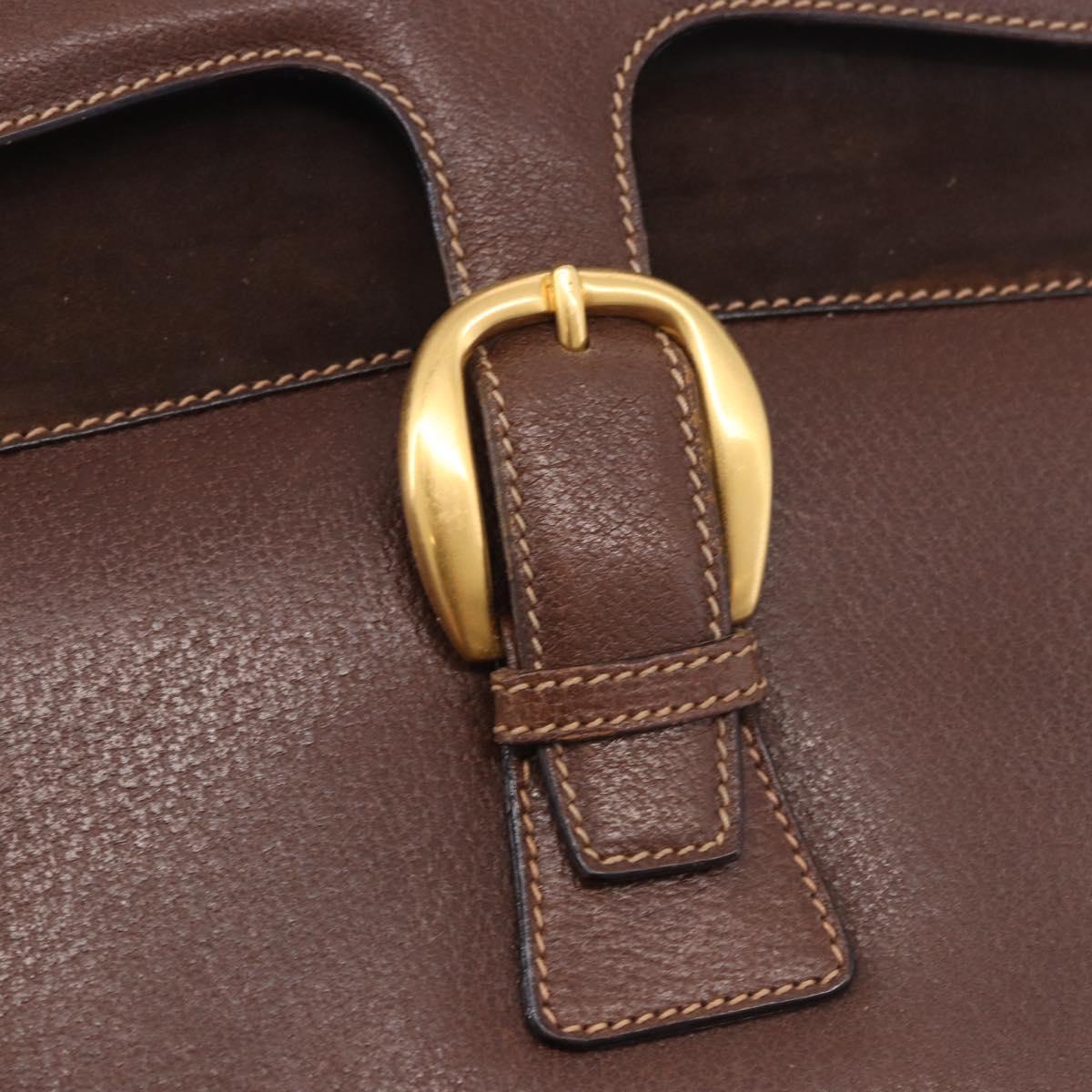 GUCCI Hand Bag Leather 2way Brown Gold 000 113 0199 Auth am11837A