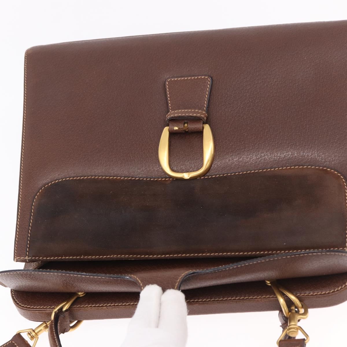 GUCCI Hand Bag Leather 2way Brown Gold 000 113 0199 Auth am11837A