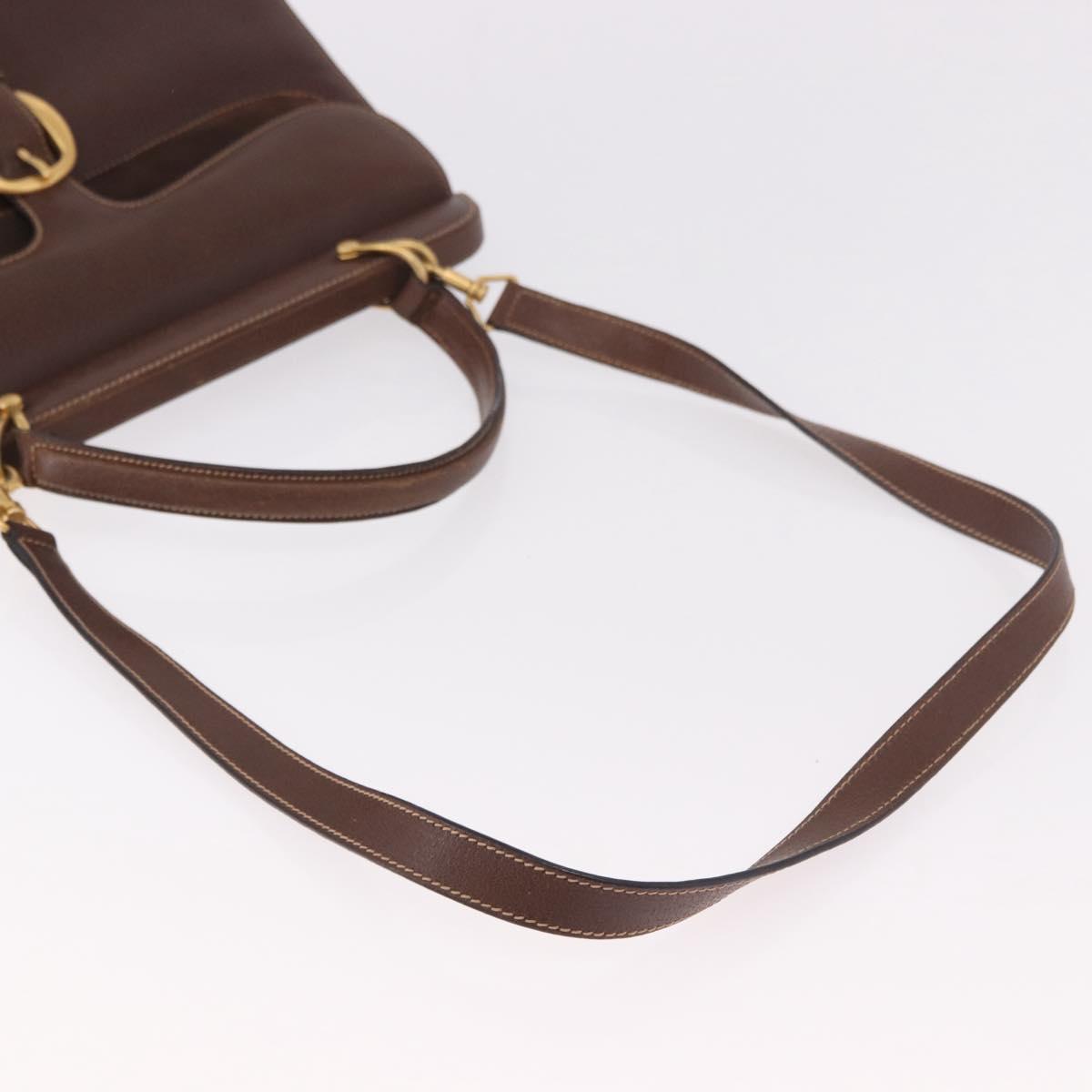 GUCCI Hand Bag Leather 2way Brown Gold 000 113 0199 Auth am11837A