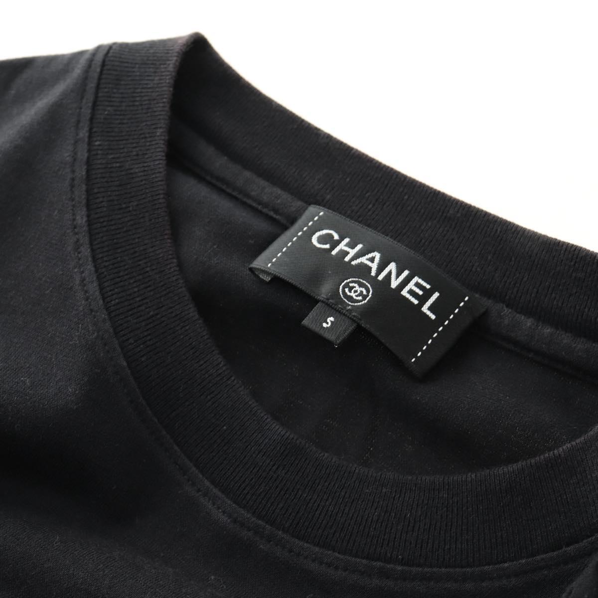 CHANEL CC Camellia Sequin Cut And Sew Shirt Cotton S Black CC Auth am11841M