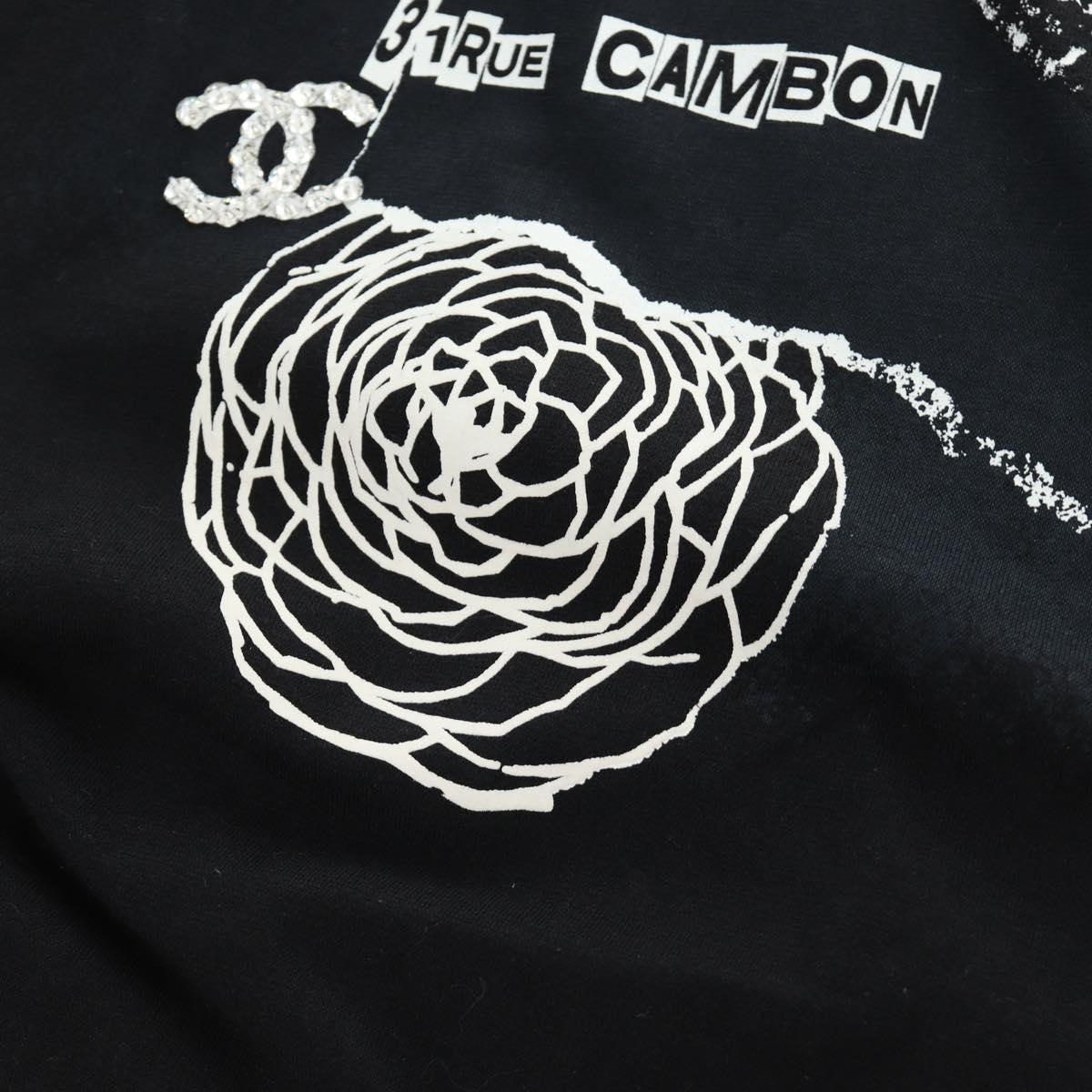 CHANEL CC Camellia Sequin Cut And Sew Shirt Cotton S Black CC Auth am11841M