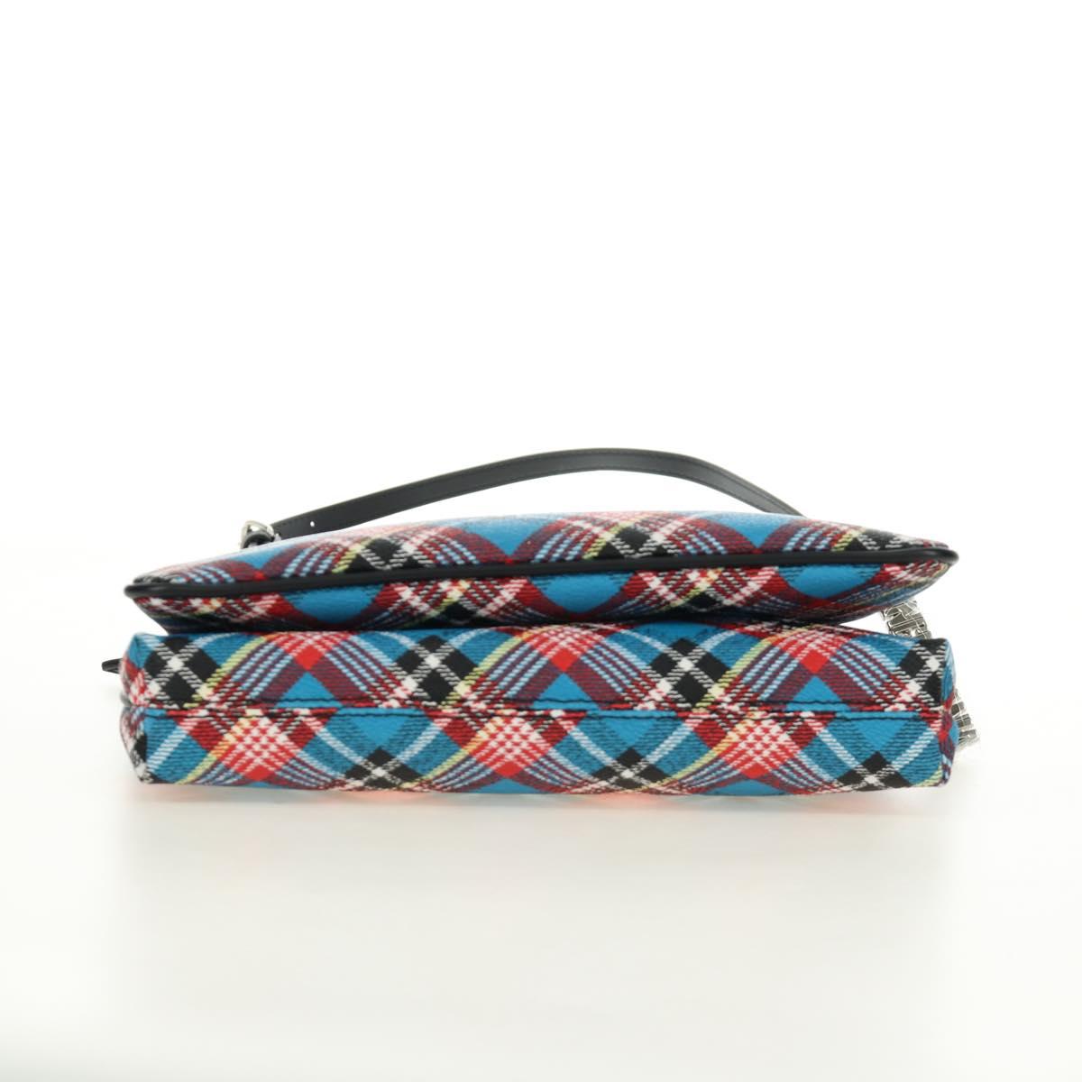 Vivienne Westwood Check Shoulder Bag PVC Multicolor Silver Auth am11842V